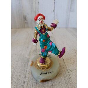 Ron Lee clown‎ dancing vintage green 2000 gold statue figurine